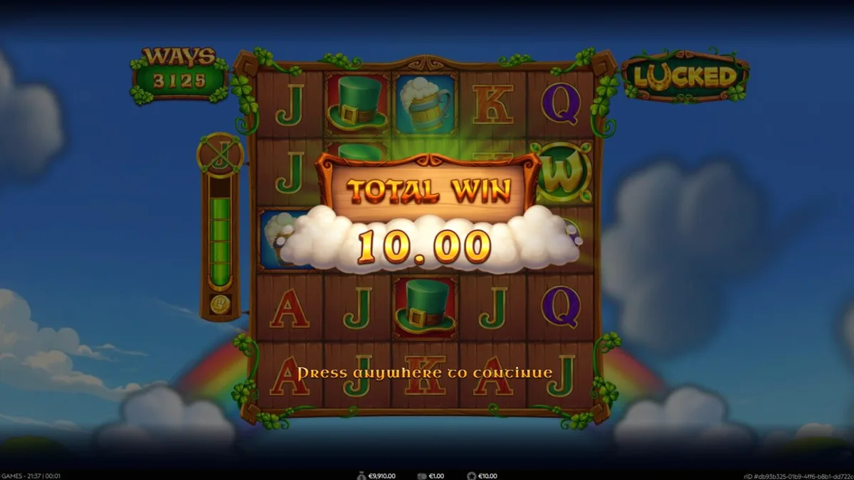 Tampilan visual slot Lucked dengan tema Irlandia dan Leprechaun